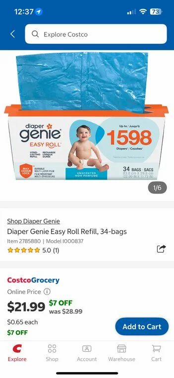 Costco: Diaper Genie Easy roll refill $21.99 Costco: Diaper Genie Easy roll refill $21.99