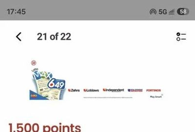 Real Canadian Superstore: 1,500 PCO for every $10 on draw based lottery games YMMV