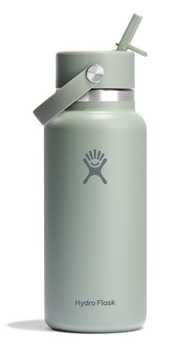 Hydro Flask 32 Oz Stainless Steel Wide Mouth Water Bottle with Leakproof Flex Straw Cap, Agave Hydro Flask 32 Oz Stainless Steel Wide Mouth Water Bottle with Leakproof Flex Straw Cap, Agave