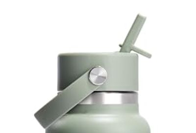 Hydro Flask 32 Oz Stainless Steel Wide Mouth Water Bottle with Leakproof Flex Straw Cap, Agave