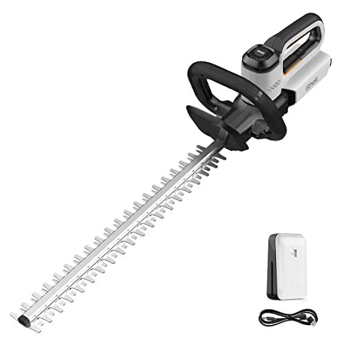Litheli 20V Cordless Hedge Trimmer, 20" Dual-Action (0.8" Cut), 5.6 lbs Lightweight Bush & Shrub Trimmer, 180° D-Handle, High Carbon Steel Blade, 2.0Ah Battery & Cable Incl. for Yard & Garden