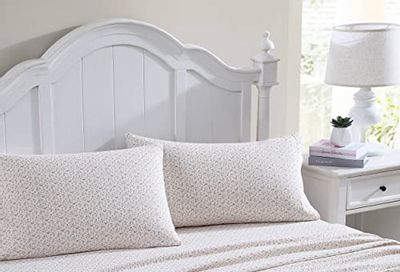 Laura Ashley Home - Queen Sheets, Cotton Flannel Bedding Set, Brushed for Extra Softness & Comfort (Evie Pink, Queen), Evie Pink/Green/White