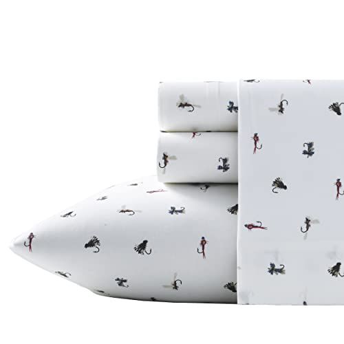 Eddie Bauer Home | Percale Collection Sheet Set-100% Cotton, Crisp & Cool, Lightweight & Moisture-Wicking Bedding, King, Fishing Flies Eddie Bauer Home | Percale Collection Sheet Set-100% Cotton, Crisp & Cool, Lightweight & Moisture-Wicking Bedding, King, Fishing Flies