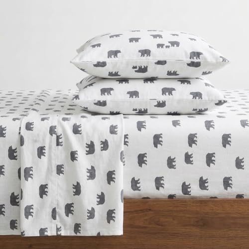 Eddie Bauer - Full Sheet Set, Warm Breathable Cotton Flannel Bedding with Deep Pockets, Brushed for Extra Softness, Cozy Home Decor, Oeko-Tex Certified (Bear Family, Full)
