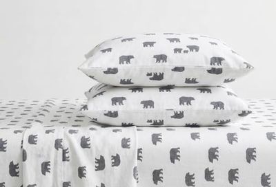 Eddie Bauer - Full Sheet Set, Warm Breathable Cotton Flannel Bedding with Deep Pockets, Brushed for Extra Softness, Cozy Home Decor, Oeko-Tex Certified (Bear Family, Full)