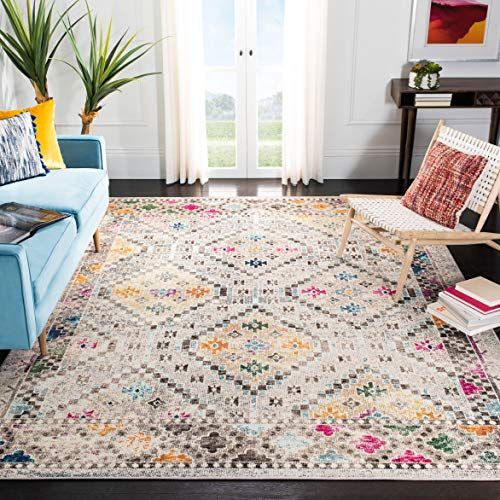 SAFAVIEH Madison Collection 3' x 5' Grey/Yellow MAD418F Boho Diamond Distressed Non-Shedding Living Room Bedroom Accent Rug SAFAVIEH Madison Collection 3' x 5' Grey/Yellow MAD418F Boho Diamond Distressed Non-Shedding Living Room Bedroom Accent Rug