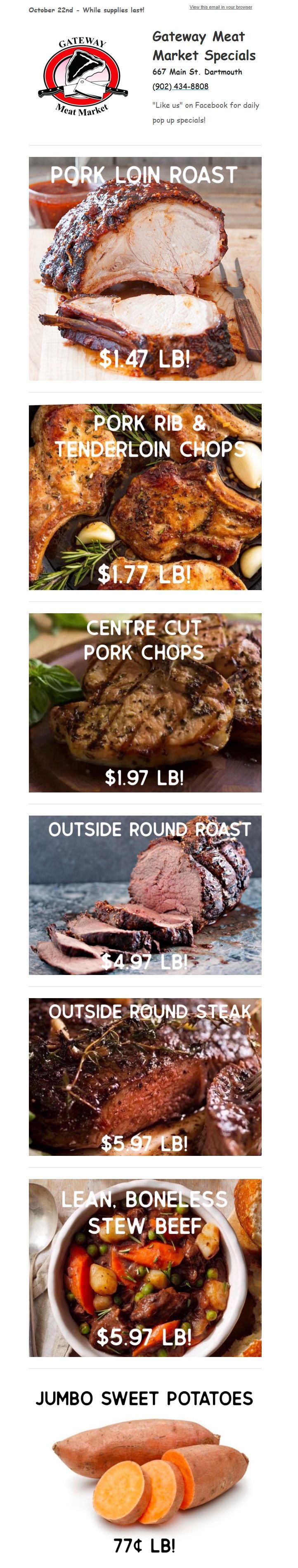 Gateway Meat Market Flyer October 22 to 28