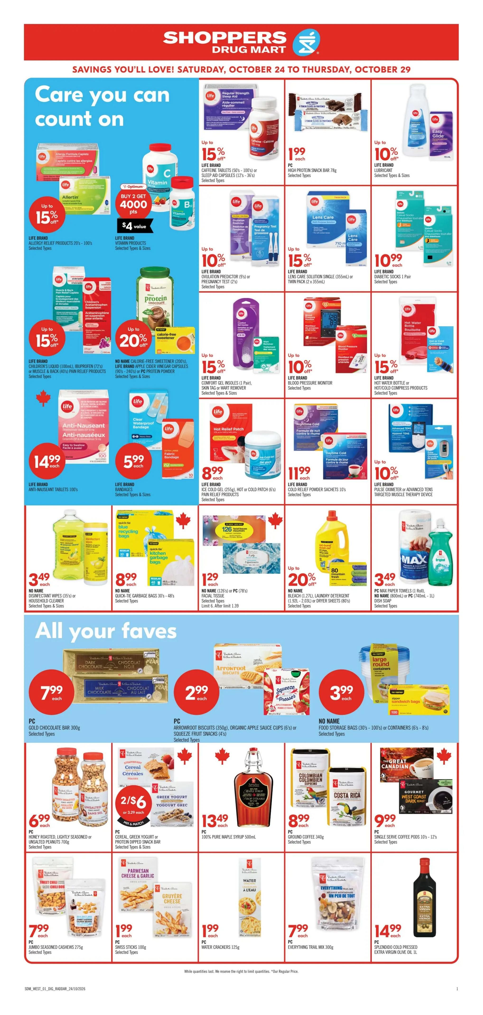 Shoppers Drug Mart (West) Flyer October 24 to 29