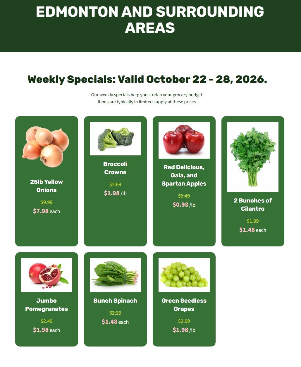 H&W Produce Flyer October 22 to 28