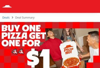 Pizza Hut: Buy one regular price medium/large pizza ONLINE get one (equal or lesser) for $1