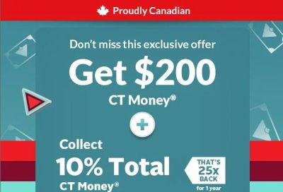 Canadian Tire Bank: Canadian Tire Triangle Mastercard offer (+$200 CT money with bonus 10% CT money for 1 year)