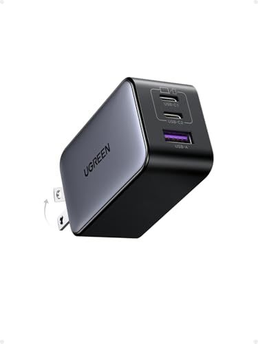 UGREEN Nexode 65W USB C Charger Block, 3 Port GaN Foldable Fast Charging | PD PPS Wall Charger Power Adapter Compatible with iPhone 18 17 16 Pro Max, iPad, MacBook Air, Galaxy S26 S25, Pixel 11, Black
