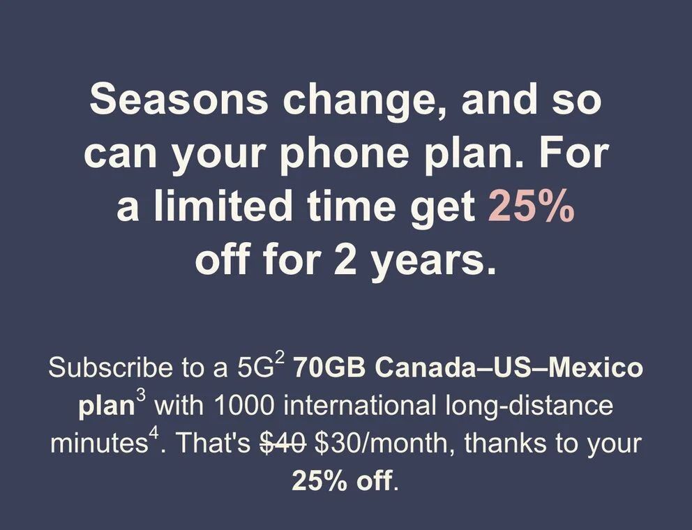 Public Mobile: Winback: $30 70GB 5G+ Can/US/Mexico for 24 Months Public Mobile: Winback: $30 70GB 5G+ Can/US/Mexico for 24 Months