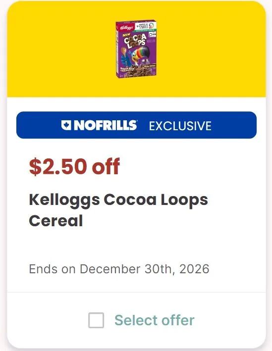 No Frills: Kellogg's Cocoa Loops Cereal 261g possibly free with digital + printed coupon No Frills: Kellogg's Cocoa Loops Cereal 261g possibly free with digital + printed coupon