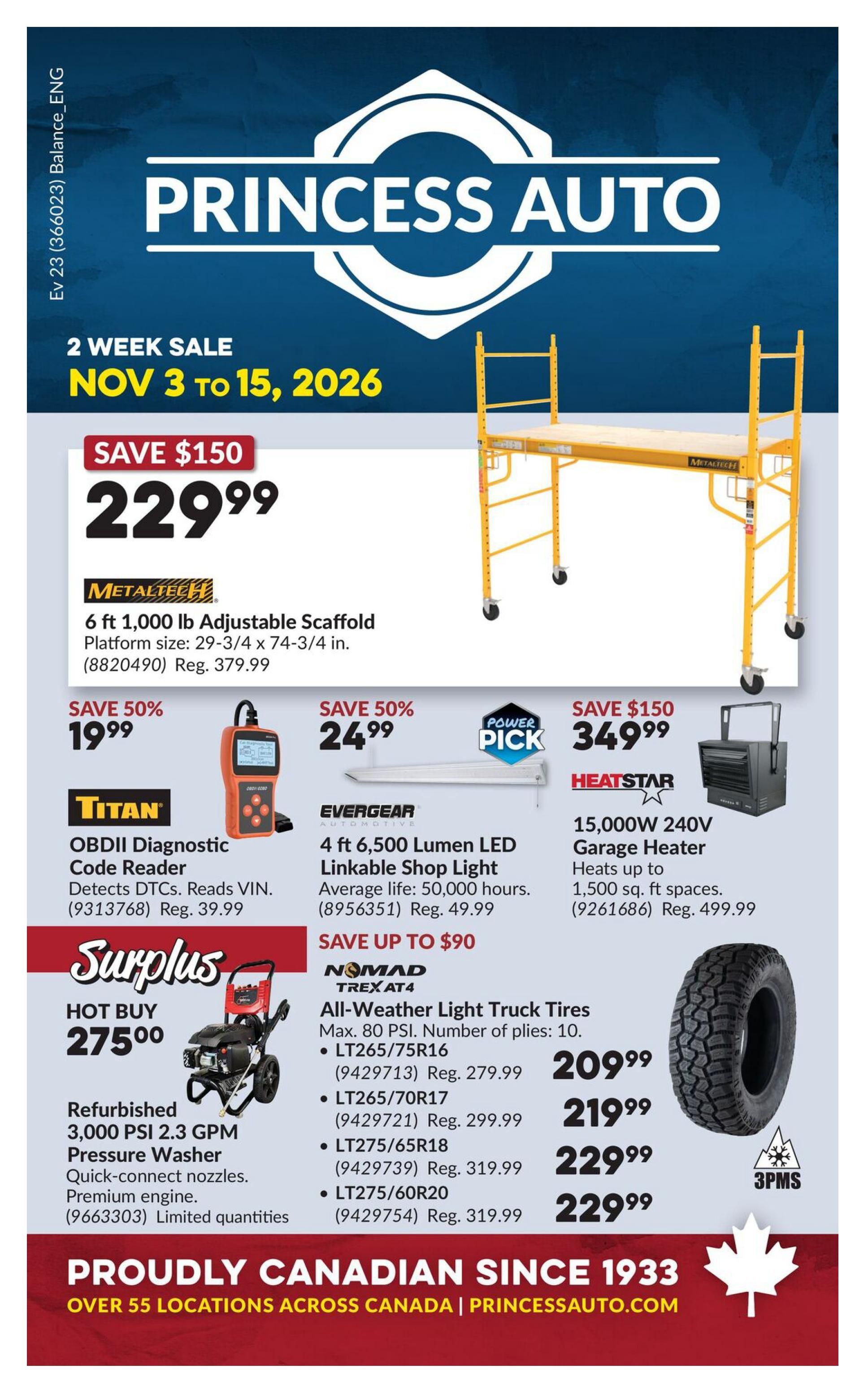 Princess Auto Flyer November 3 to 15