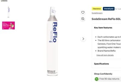 Walmart: SodaStream ReFlo 60L Twist Connect CO2 Cylinder $5.00 (reg. $33.98)