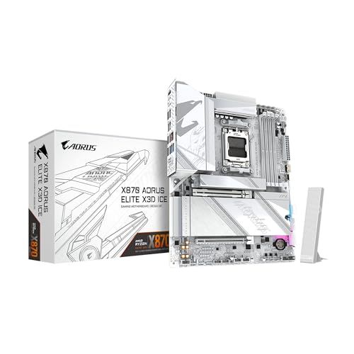 GIGABYTE X870 AORUS Elite X3D ICE AMD AM5 ATX Motherboard, Support AMD Ryzen 9000/8000/7000 Series, DDR5, 16+2+2 Power Phase, 4X M.2, PCIe 5.0, USB4, WIFI7, PCIe-EZ Latch Plus, 5-Year Warranty GIGABYTE X870 AORUS Elite X3D ICE AMD AM5 ATX Motherboard, Support AMD Ryzen 9000/8000/7000 Series, DDR5, 16+2+2 Power Phase, 4X M.2, PCIe 5.0, USB4, WIFI7, PCIe-EZ Latch Plus, 5-Year Warranty
